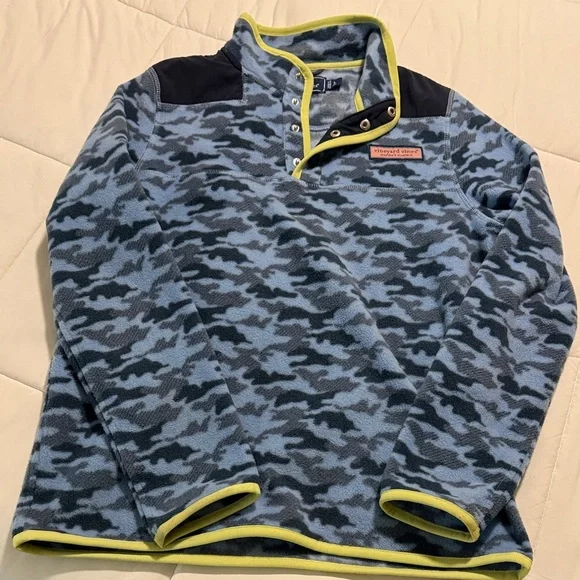 Kids Vineyard Vines Blue Camo Fleece with Yellow Accents - Picture 2 of 5